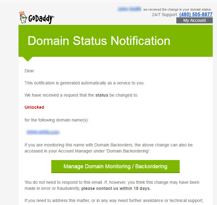 GoDaddy Domain Phishing Scam