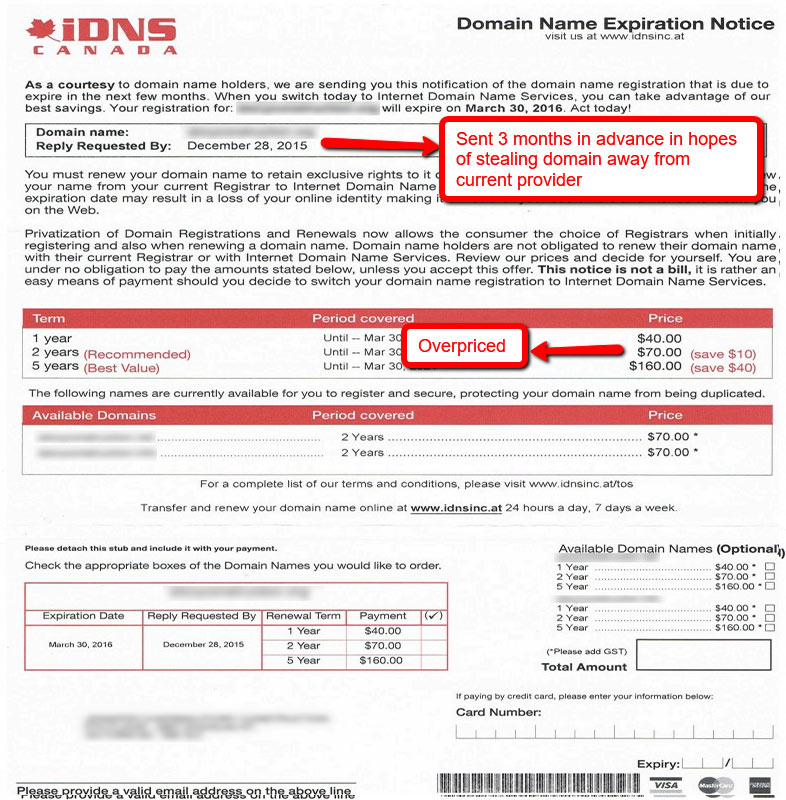 iDNS Canada Domain Scam